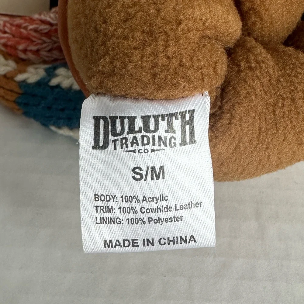 DULUTH Trading Leather Trim Fleece Lined Holiday Mittens Sz S\M